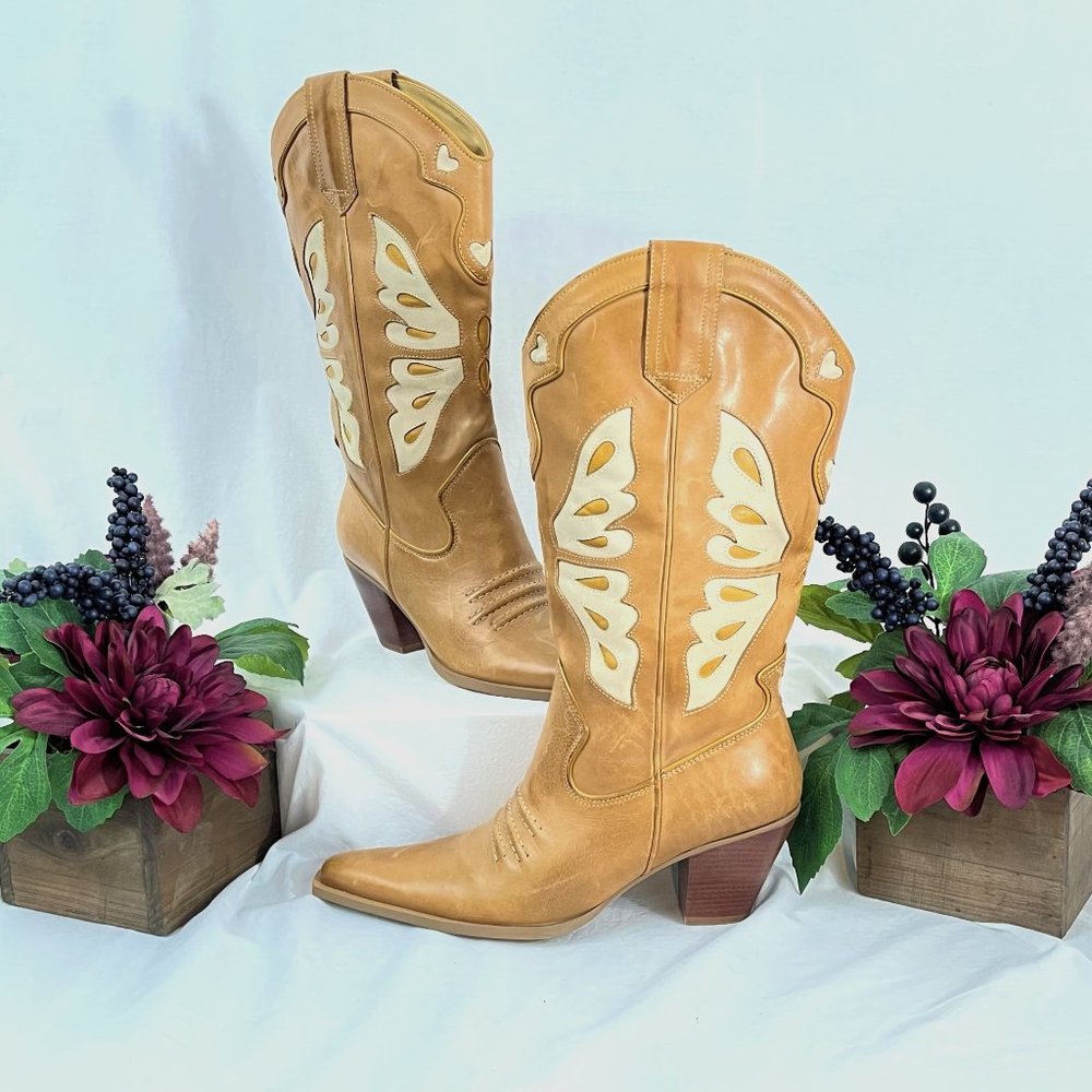 Nine West | Butterfly & Hearts Cowgirl Boots